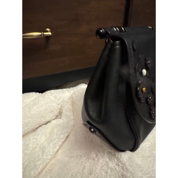 Coach Black Cherry Tea Rose Top Handle Bag Deep plum / Oxblood Leather - Picture 7 of 11